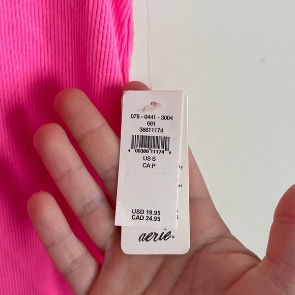 NWT Aerie Hot Pink Ribbed Tank Top - Picture 3 of 4